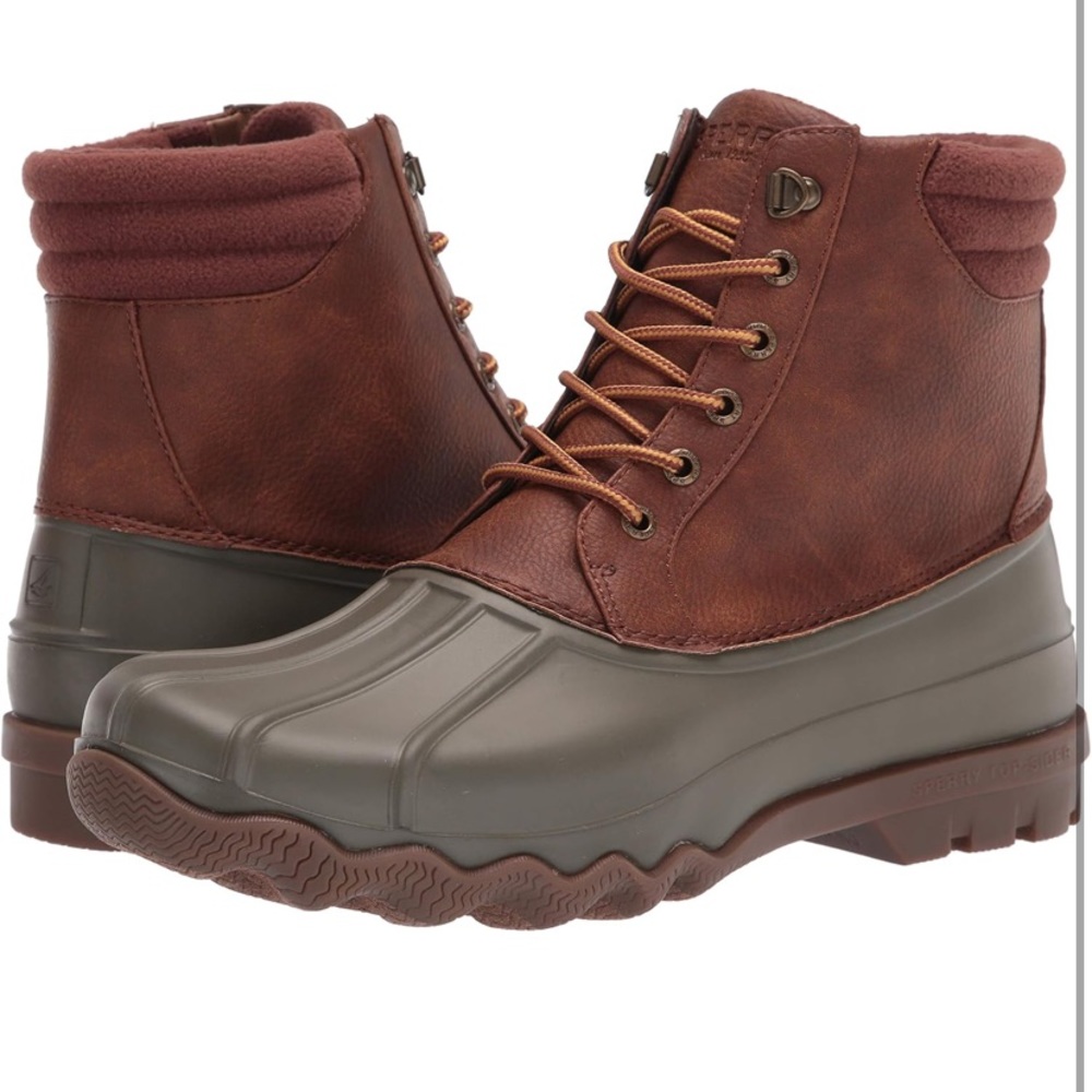 SPERRY Men's Brown and Green Duck Boots - Picture 16 of 16
